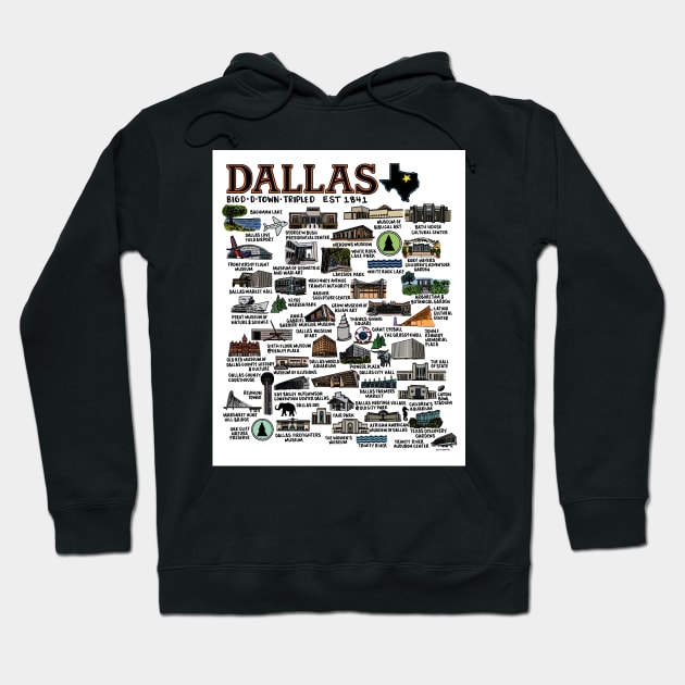 Dallas Texas Map Hoodie by fiberandgloss